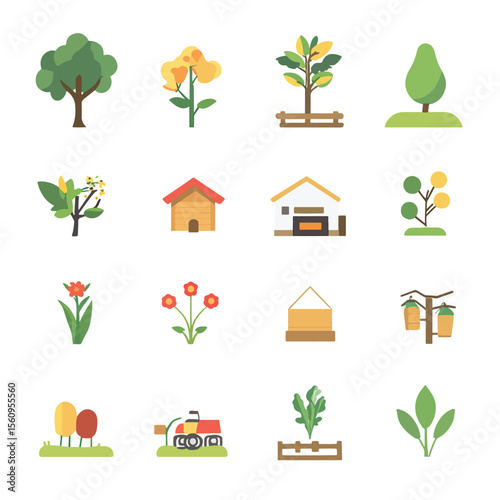 2D Flat icon Agriculture & Farming Icons isolated in White Background in White Background