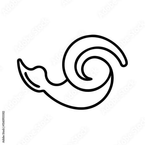 Abstract cochlea shape in minimalist line art style  
