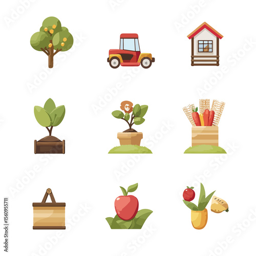 2D Flat icon Agriculture & Farming Icons isolated in White Background in White Background