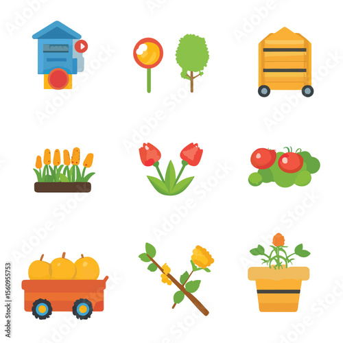 2D Flat icon Agriculture & Farming Icons isolated in White Background in White Background