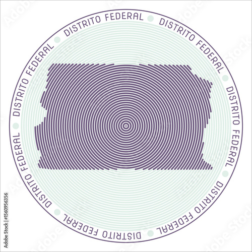 Distrito Federal round logo design. State shape build of rings. Distrito Federal text around the state. Vector Illustration.