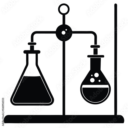 Chemist element isolated chemical reaction setup on white backgrou
