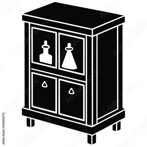 Chemist element isolated chemical storage cabinet on white backgro