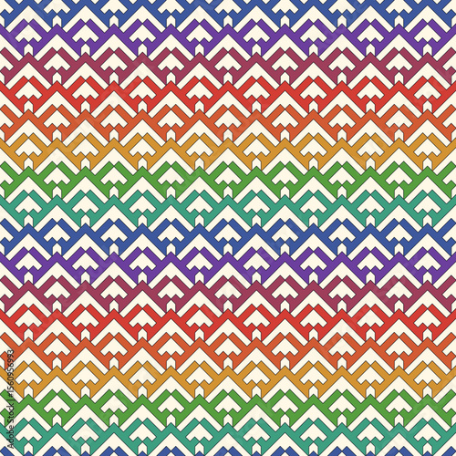 Arrows, scales seamless pattern. Ethnic, tribal print. Squama, chevrons ornament. Repeated arrowhead, triangular shapes background. Native americans ornamental wallpaper. Vector abstract digital paper