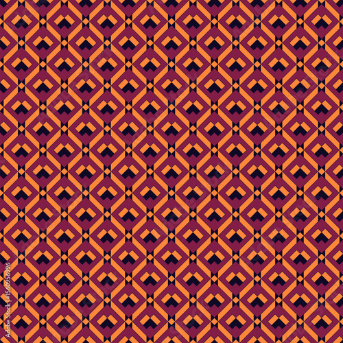 Diamond grid seamless pattern. Ethnic, tribal surface print. Geometric ornament. Repeated rhombuses background. Ornamental folk wallpaper. Geo vector abstract illustration