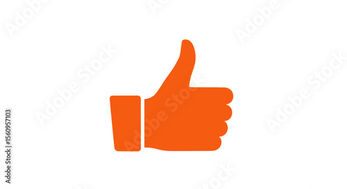 Orange thumbs up icon vector illustration for like button symbol social media feedback and approval design vector