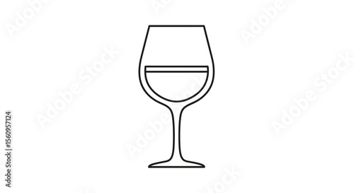 Outline wine glass vector illustration for wine tasting events and bar promotions with simple design style vector