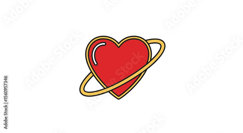 Red heart with golden ring vector illustration for valentine's day love and romance themed designs and graphics vector
