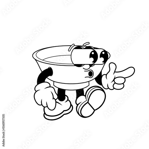 Retro character design of shock bowl outline