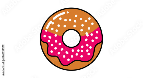 Delicious donut with pink frosting and sprinkles illustration for bakery and dessert lovers design element vector
