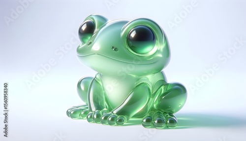 A magical glass frog with translucent green skin and visible belly organs sitting gently on a white background