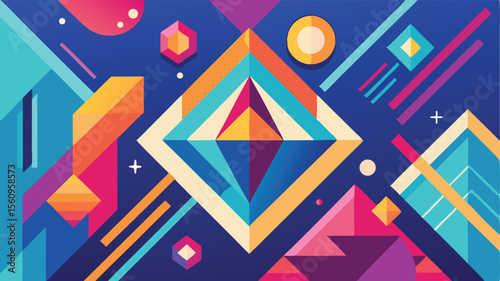 Modern geometric abstract design with vibrant colors suitable for creative projects