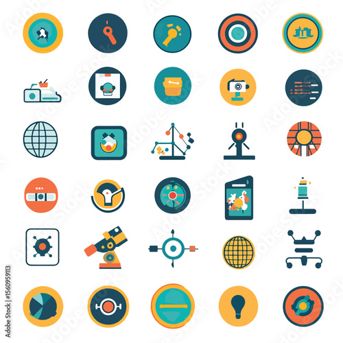 2D Flat icon AI-Generated Art & Creative Technologies Icons isolated in White Background