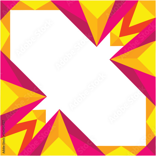 Vibrant geometric frame with transparent background perfect for various design projects