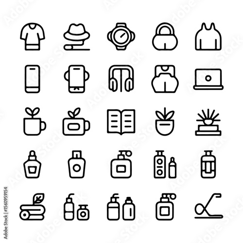Unique and high quality Lifestyle Product line icon set