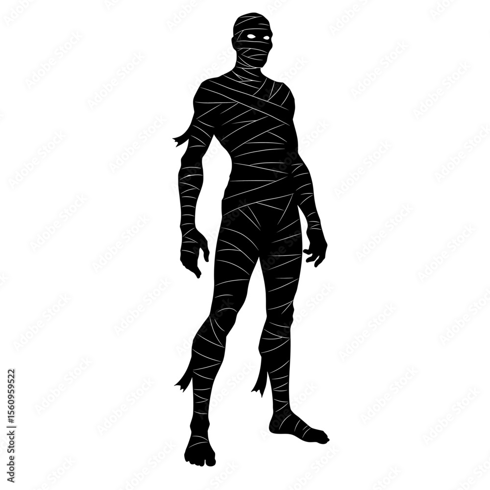 Black silhouette mummy wrapped bandages dark design Black silhouette mummy wrapped bandages dark design