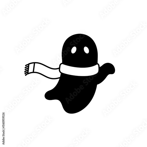 Black silhouette ghost floating scarf simple design