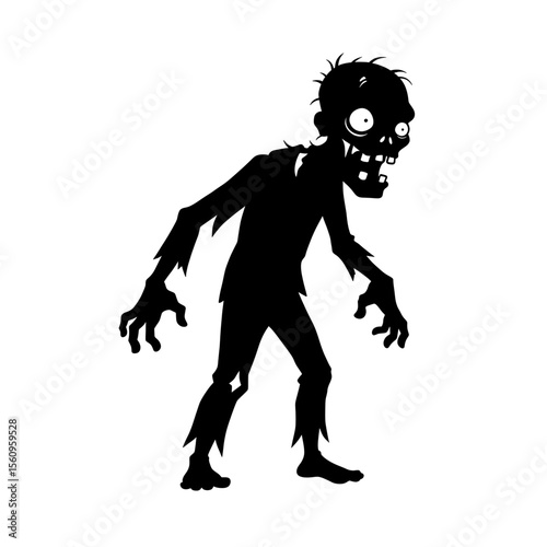 Zombie silhouette twisted limbs game mascot art