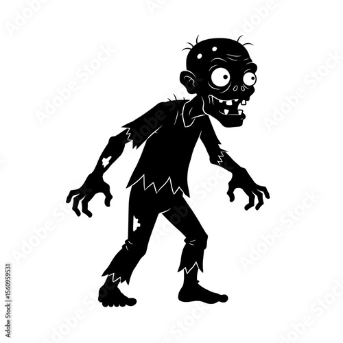 Black silhouette zombie twisted limbs playful design