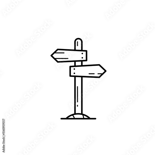 Silhouette trail signpost line icon hiking navigation design
