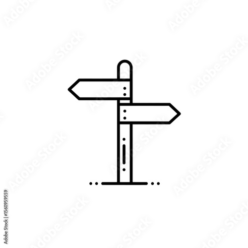 Trail signpost silhouette minimalist line icon