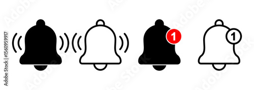 Bell icon logo design. Notification sign and symbol for web site design