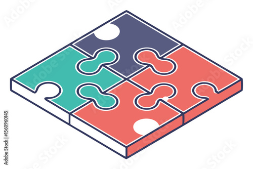 Colorful Puzzle Pieces Assembled Square Shape jigsaw