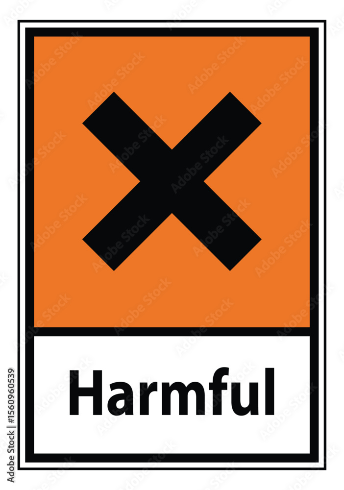 Obraz premium Caution Sign with Black Cross Symbol on Orange Background Indicating Harmful