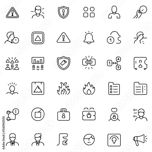 Unique and high quality Risk and Crisis management line icon set