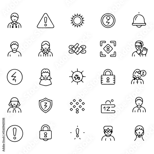 Unique and high quality Risk and Crisis management line icon set