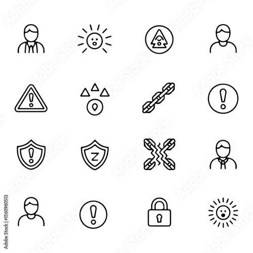 Unique and high quality Risk and Crisis management line icon set