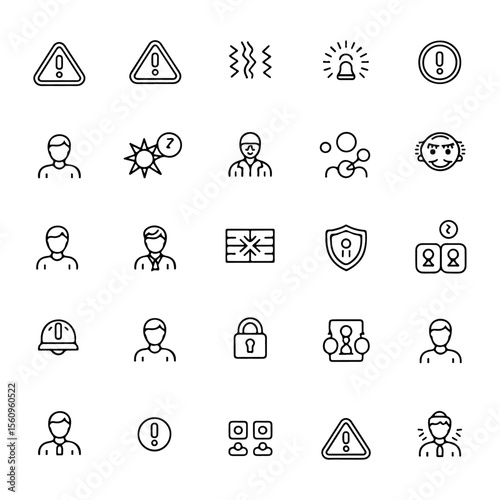Unique and high quality Risk and Crisis management line icon set