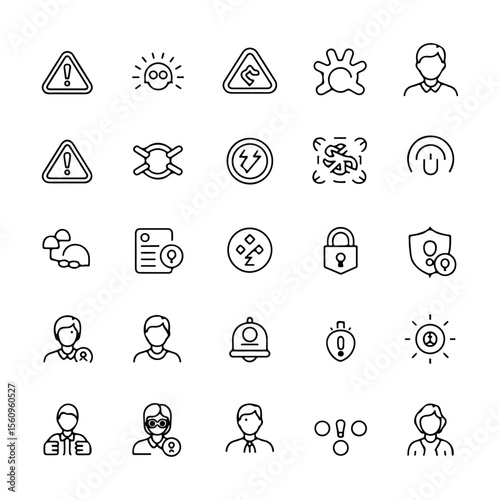 Unique and high quality Risk and Crisis management line icon set