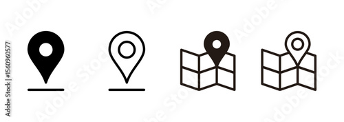Maps and pin icon logo design. location sign and symbol. geo locate, pointer icon.