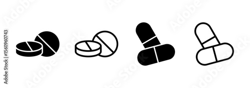 Pills icon logo design. capsule icon. Drug sign and symbol