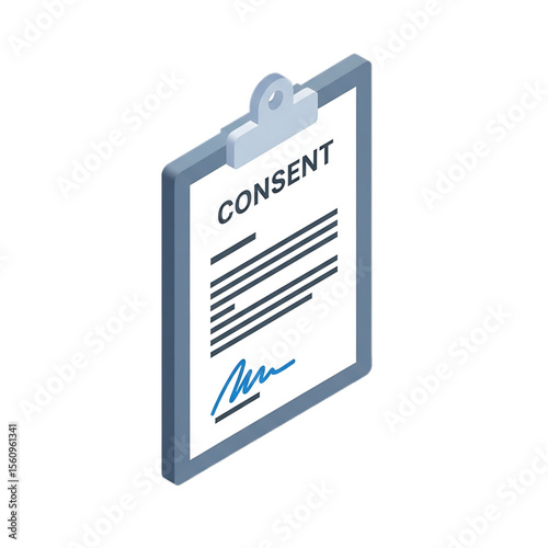 Medical consent form on clipboard for patient agreement.