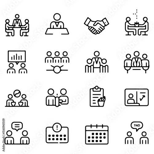 Unique and high quality Business Meeting line icon set