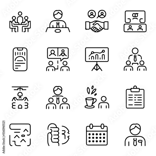 Unique and high quality Business Meeting line icon set