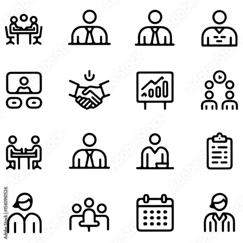 Unique and high quality Business Meeting line icon set