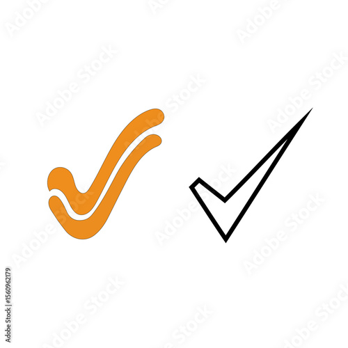 Checkmark cross symbol. Acceptance rejection icon. Decision choice Vector. Approval denial graphic.
