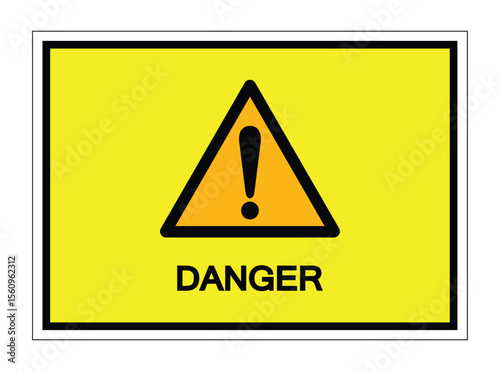 Bright Yellow Warning Sign Indicating Danger with Exclamation Mark Symbol
