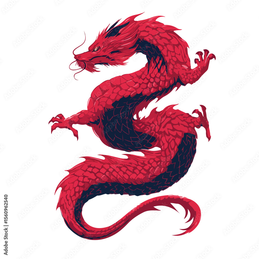 Fototapeta premium vector illustration of dragon isolated in White Background, dragon vector