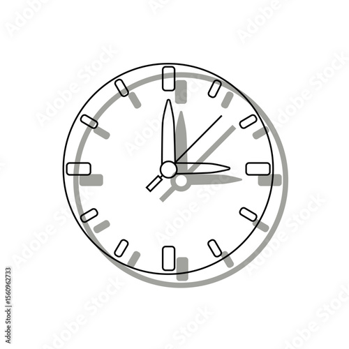 Analog clock face. Time measurement symbol. Round display Vector. Elegant timepiece illustration.