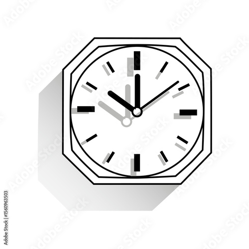 Octagon clock icon. Time display graphic. Unique shape watch. Modern design Vector.