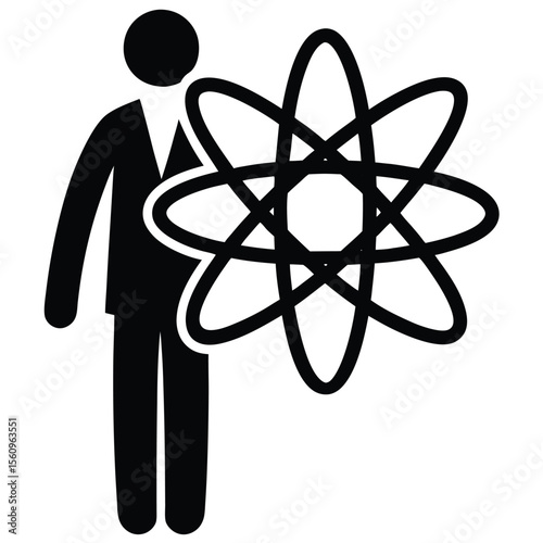 physicist element isolated atomic energy symbol on white background