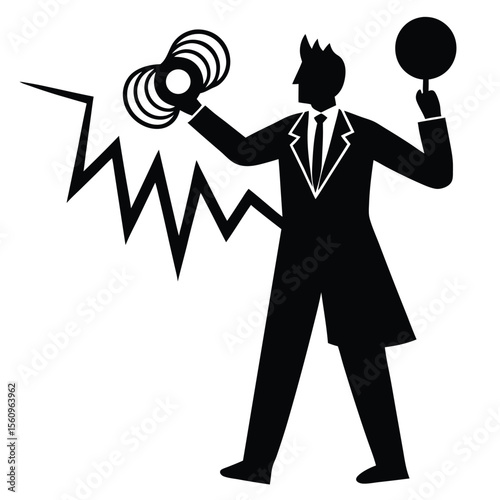 physicist element isolated electromagnetic wave on white background