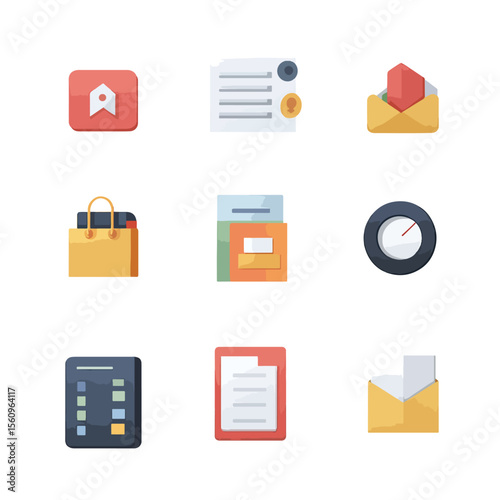 2D Flat icon Business & Productivity Icons isolated in White Background