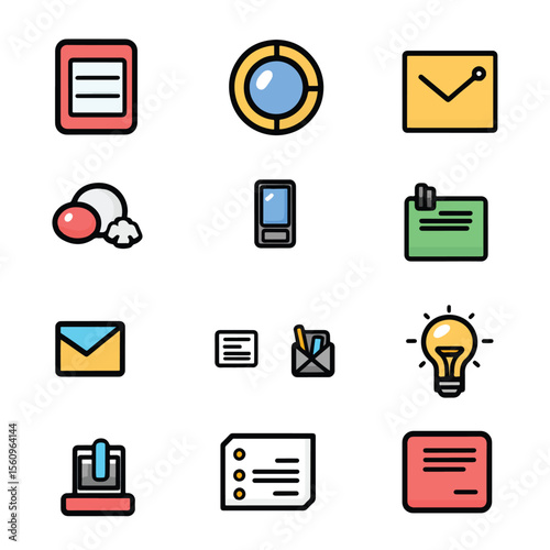 2D Flat icon Business & Productivity Icons isolated in White Background