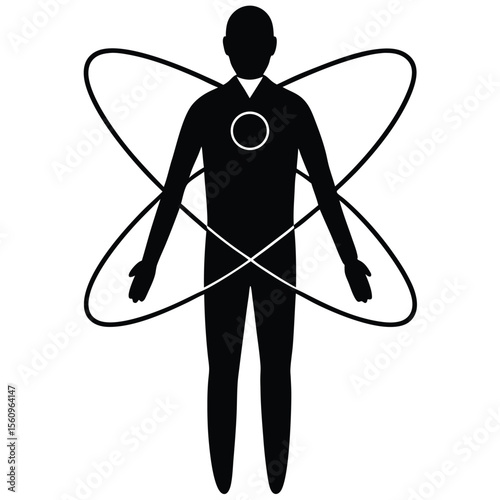physicist element isolated field lines on white background