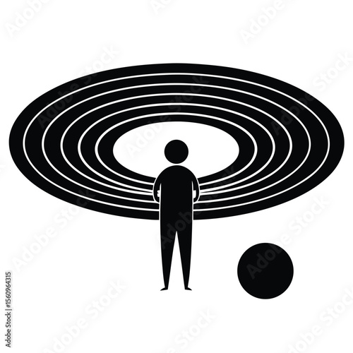 physicist element isolated gravitational waves on white background